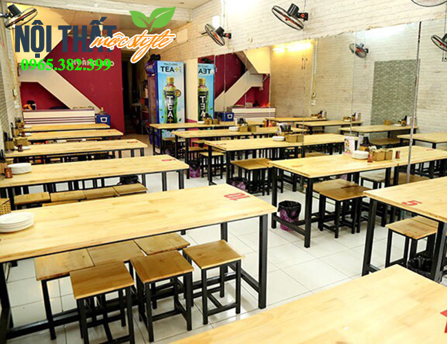 Bàn ghế đôn chân sắt mặt gỗ giá rẻ cho quán cơm phở-noithatmocstyle.vn Bàn ghế đôn chân sắt mặt gỗ giá rẻ cho quán cơm phở-noithatmocstyle.vn